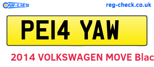 PE14YAW are the vehicle registration plates.