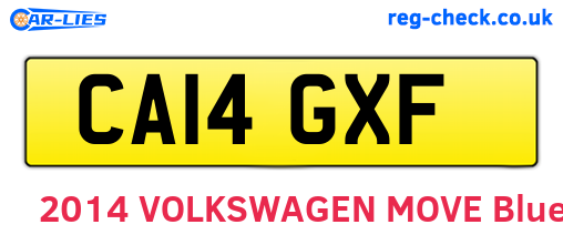 CA14GXF are the vehicle registration plates.