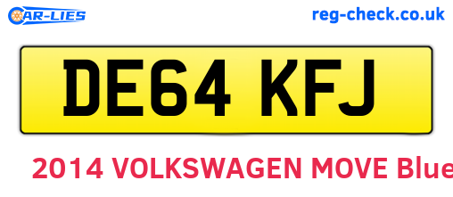 DE64KFJ are the vehicle registration plates.