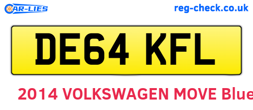 DE64KFL are the vehicle registration plates.