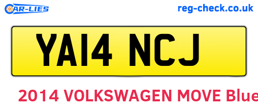 YA14NCJ are the vehicle registration plates.