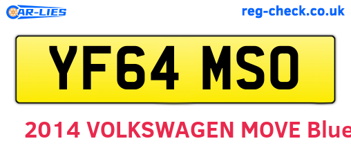 YF64MSO are the vehicle registration plates.