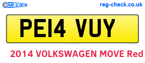 PE14VUY are the vehicle registration plates.