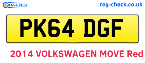 PK64DGF are the vehicle registration plates.