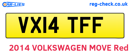 VX14TFF are the vehicle registration plates.