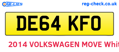 DE64KFO are the vehicle registration plates.