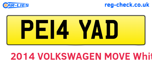 PE14YAD are the vehicle registration plates.