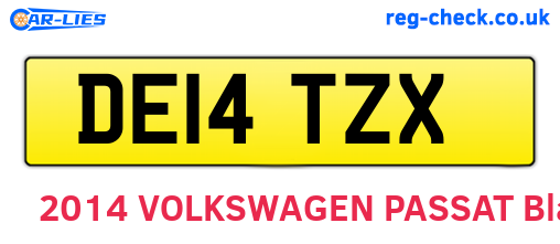 DE14TZX are the vehicle registration plates.