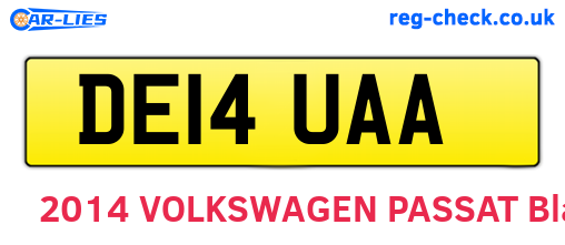 DE14UAA are the vehicle registration plates.