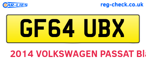 GF64UBX are the vehicle registration plates.