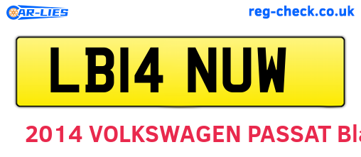 LB14NUW are the vehicle registration plates.