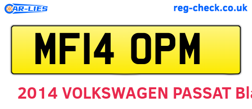 MF14OPM are the vehicle registration plates.