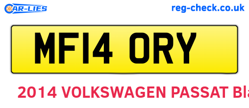MF14ORY are the vehicle registration plates.