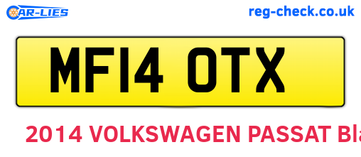 MF14OTX are the vehicle registration plates.