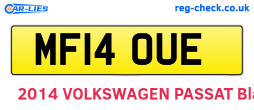 MF14OUE are the vehicle registration plates.