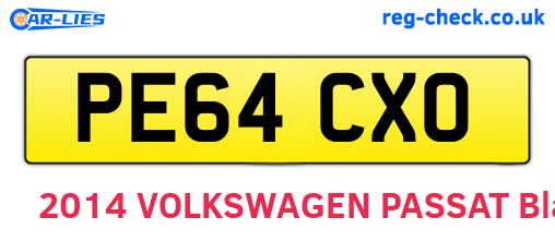 PE64CXO are the vehicle registration plates.