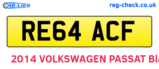 RE64ACF are the vehicle registration plates.