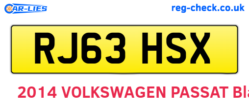 RJ63HSX are the vehicle registration plates.