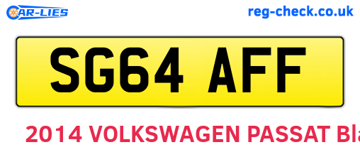 SG64AFF are the vehicle registration plates.