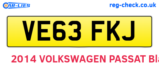 VE63FKJ are the vehicle registration plates.