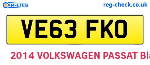 VE63FKO are the vehicle registration plates.