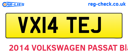 VX14TEJ are the vehicle registration plates.