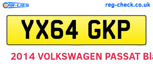 YX64GKP are the vehicle registration plates.
