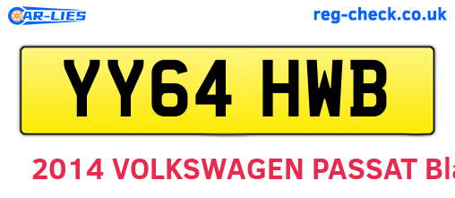 YY64HWB are the vehicle registration plates.