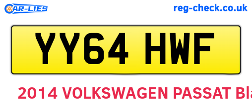 YY64HWF are the vehicle registration plates.