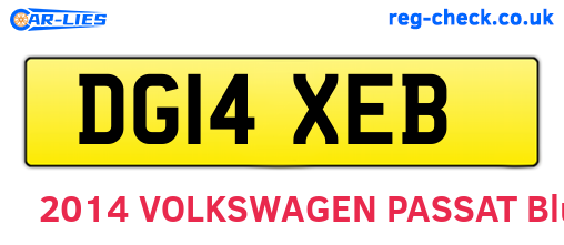 DG14XEB are the vehicle registration plates.