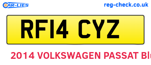 RF14CYZ are the vehicle registration plates.