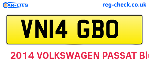 VN14GBO are the vehicle registration plates.