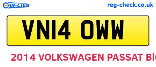 VN14OWW are the vehicle registration plates.