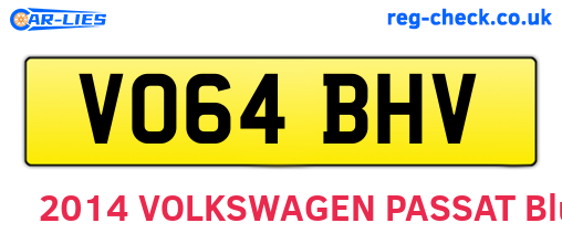 VO64BHV are the vehicle registration plates.