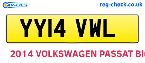 YY14VWL are the vehicle registration plates.