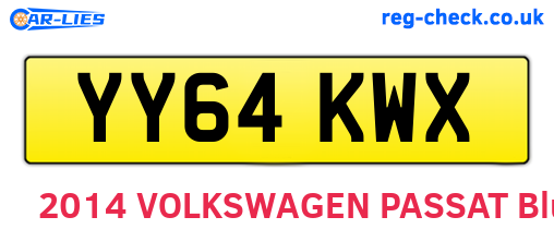 YY64KWX are the vehicle registration plates.
