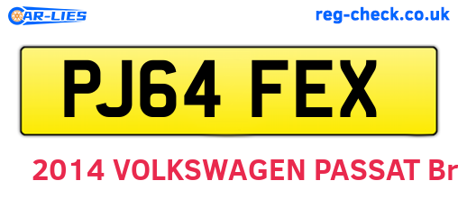 PJ64FEX are the vehicle registration plates.