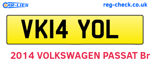 VK14YOL are the vehicle registration plates.