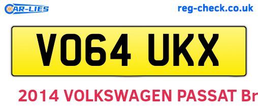 VO64UKX are the vehicle registration plates.