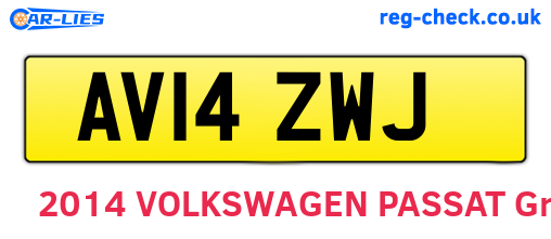 AV14ZWJ are the vehicle registration plates.