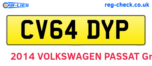 CV64DYP are the vehicle registration plates.