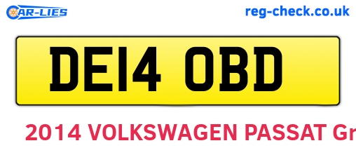 DE14OBD are the vehicle registration plates.