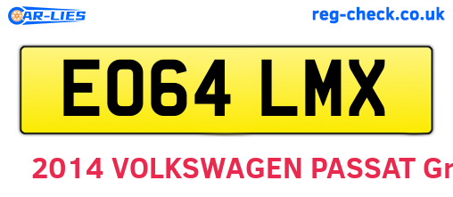 EO64LMX are the vehicle registration plates.