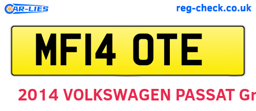 MF14OTE are the vehicle registration plates.