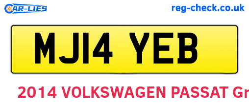 MJ14YEB are the vehicle registration plates.
