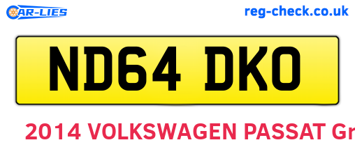 ND64DKO are the vehicle registration plates.