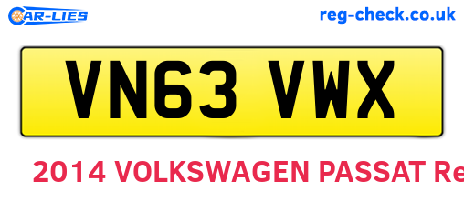 VN63VWX are the vehicle registration plates.