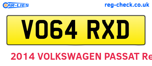 VO64RXD are the vehicle registration plates.