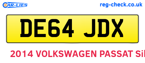 DE64JDX are the vehicle registration plates.