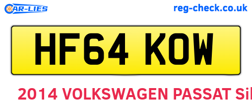 HF64KOW are the vehicle registration plates.